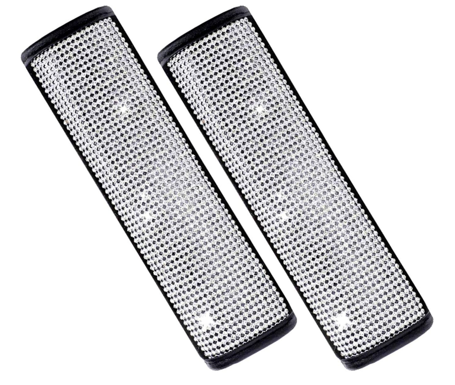 Bling Soft Seat Belt Shoulder Pads with Rhinestones Car Seat Belt Covers, Handmade Crystal Sparkling Car Decorations, and Accessories for Women, Girls,Ladies as Gift (Silver, 2 Pack) - Fashion Car Inc