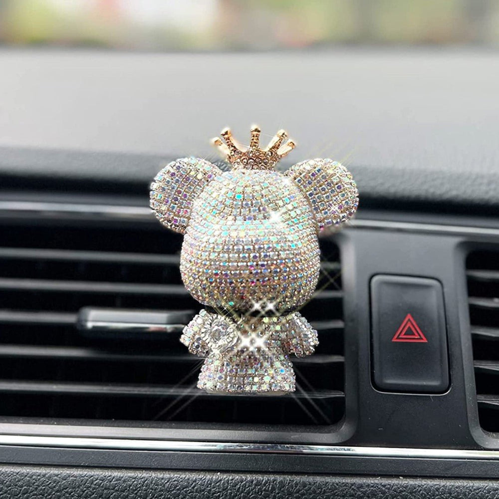 Car Air Freshener Clips Decor, Cute Car Interior Hanging Accessories Bling Rhinestone Bear for Car Air Vent Clip Decoration, - Fashion Car Inc