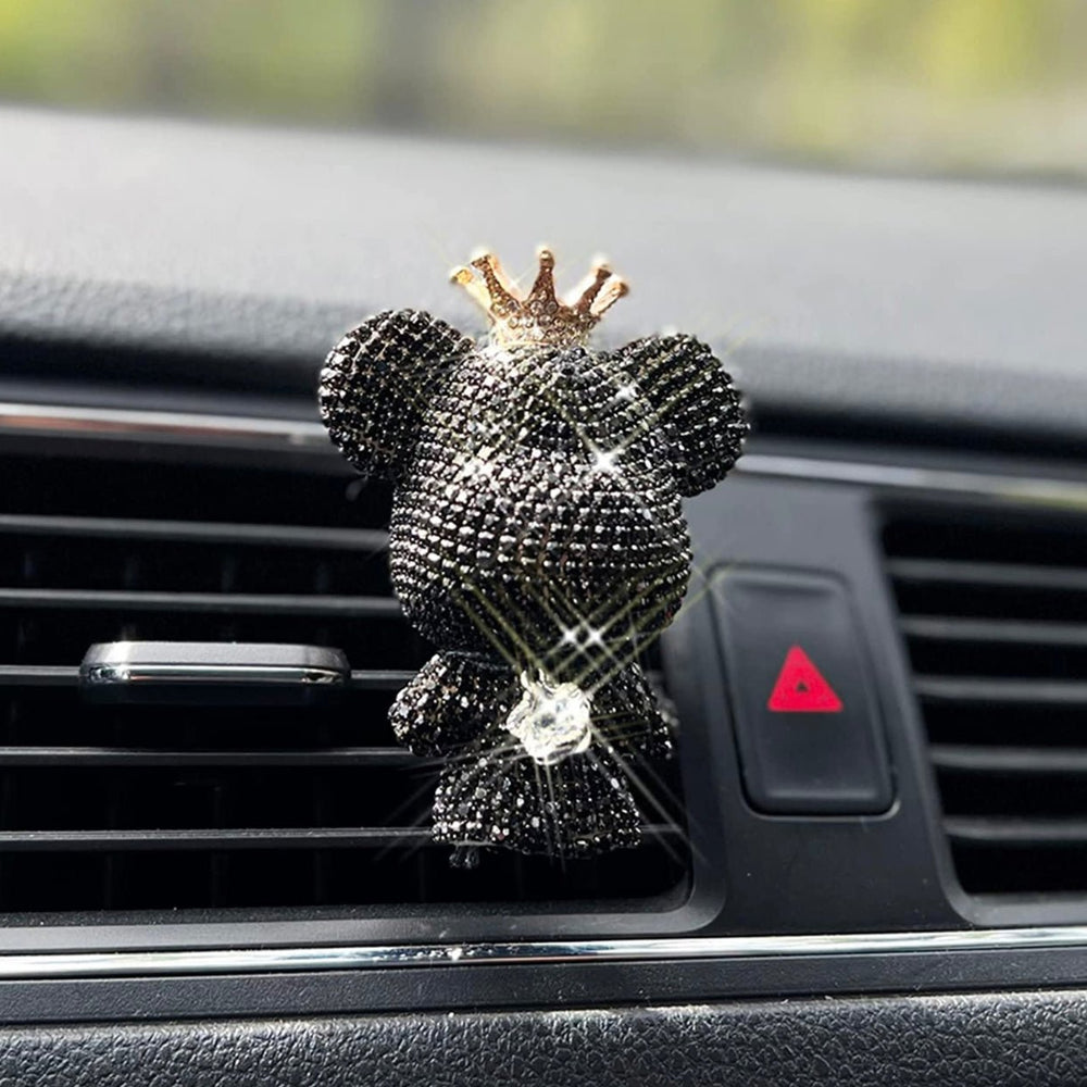 Car air freshener for air vent decoration, cute auto interior hanging accessories, rhinestone bear for car vent clip decoration, - Fashion Car Inc