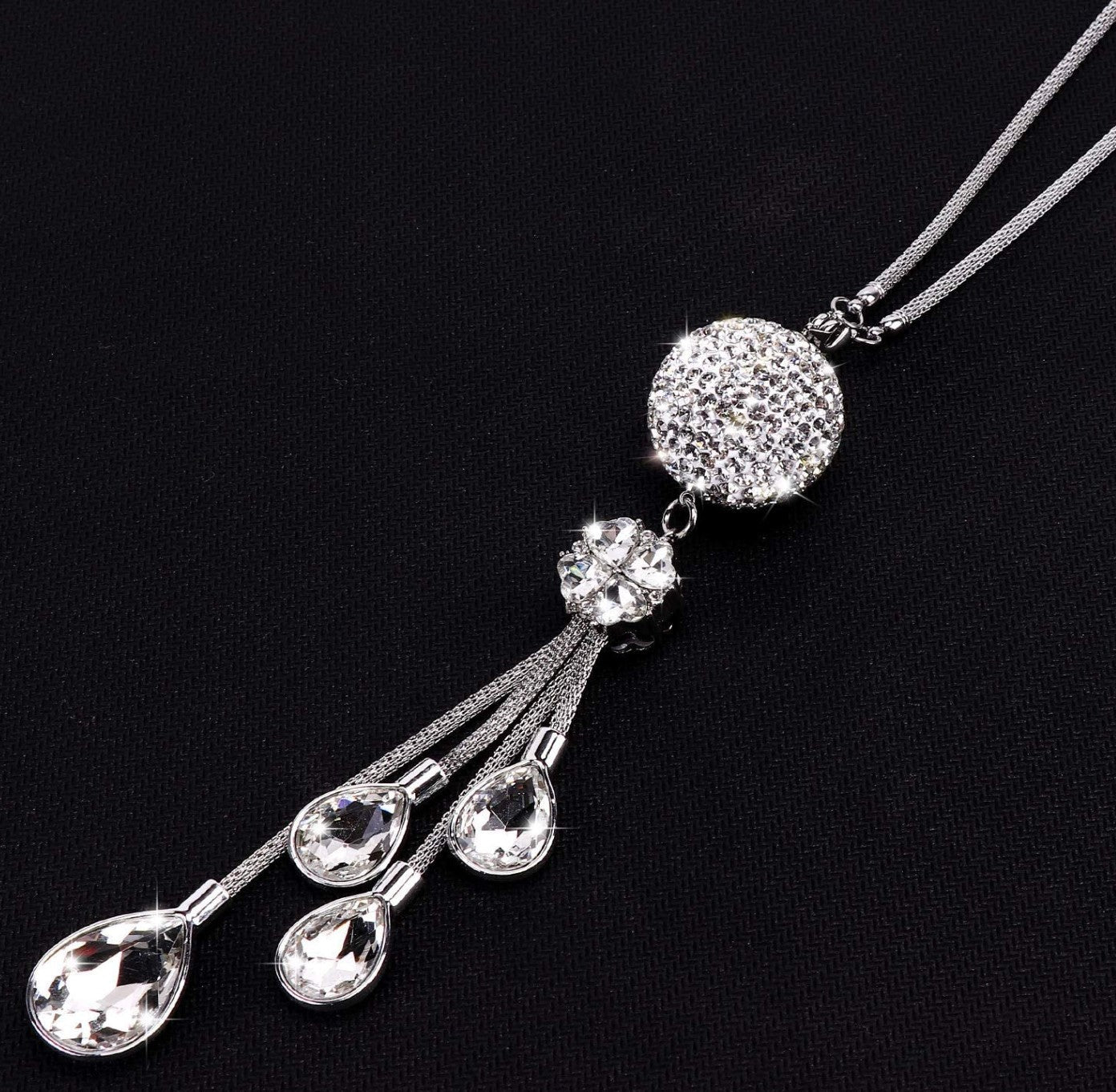 Car Bling Rearview Mirror Accessories for Women,Car Rearview Mirror Crystal Pendant,Crystal Ball Charm Decor Bling Car Accessories for Women Interior,White - Fashion Car Inc
