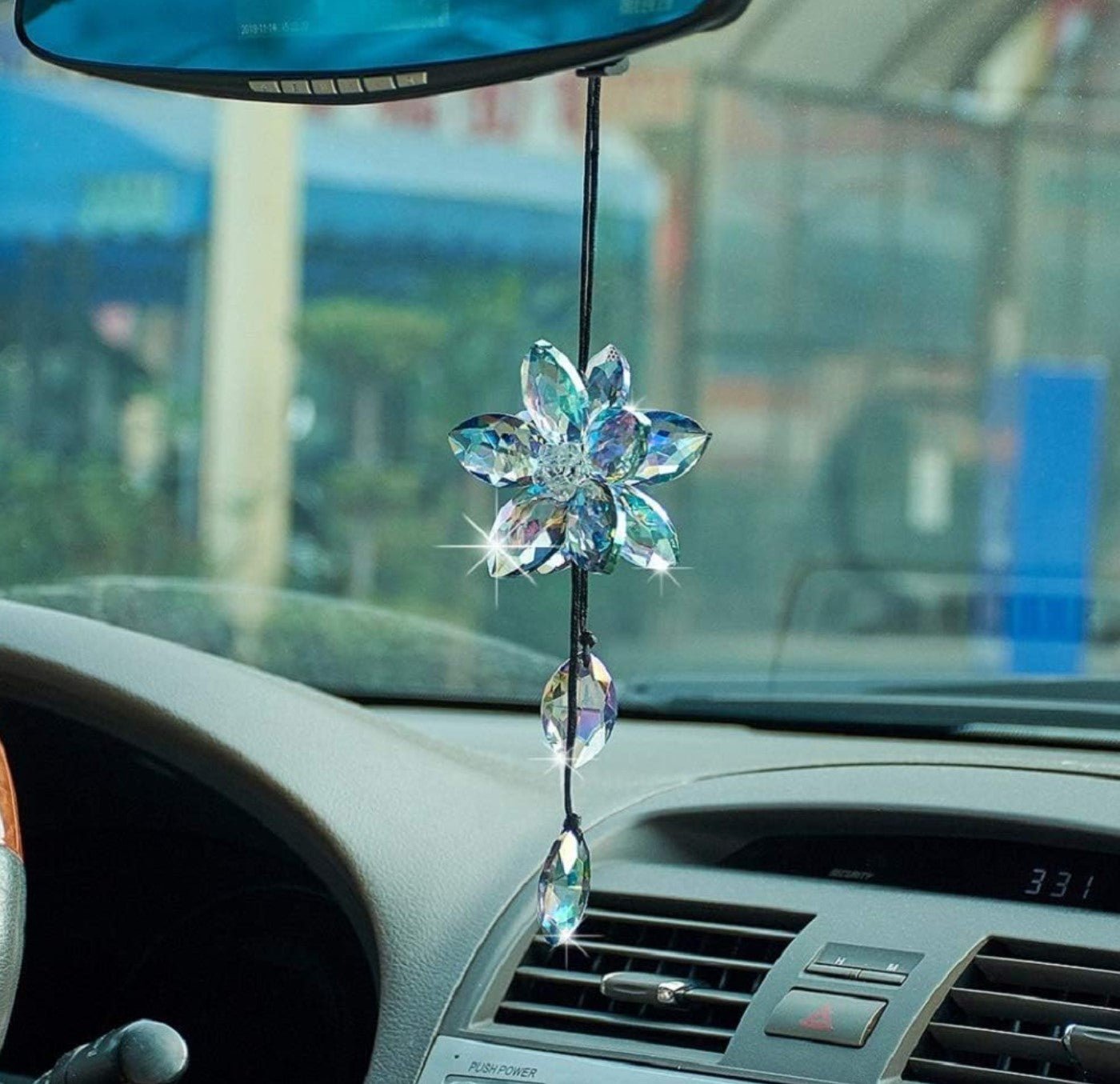 Car Rear View Mirror Crystal Flower Car Decorative Earring Accessory - Fashion Car Inc