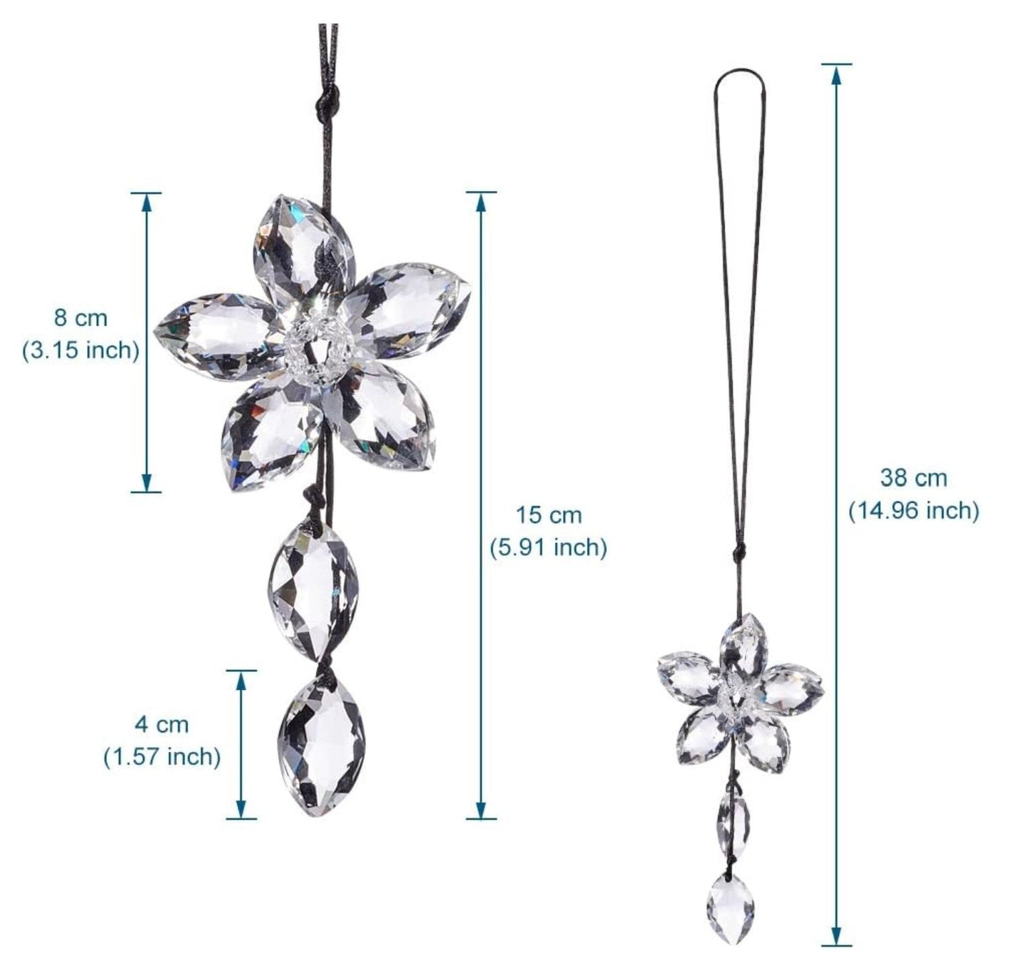 Crystal Flower Car Rear View Mirror Pendant Car Hanging Ornament Lucky Car Accessories (Transparent) - Fashion Car Inc