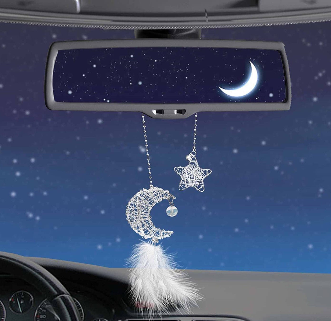 Moon&Star car Decor,Automotive Rear View Mirror Accessories,car Hanging Accessories for Man Women - Fashion Car Inc