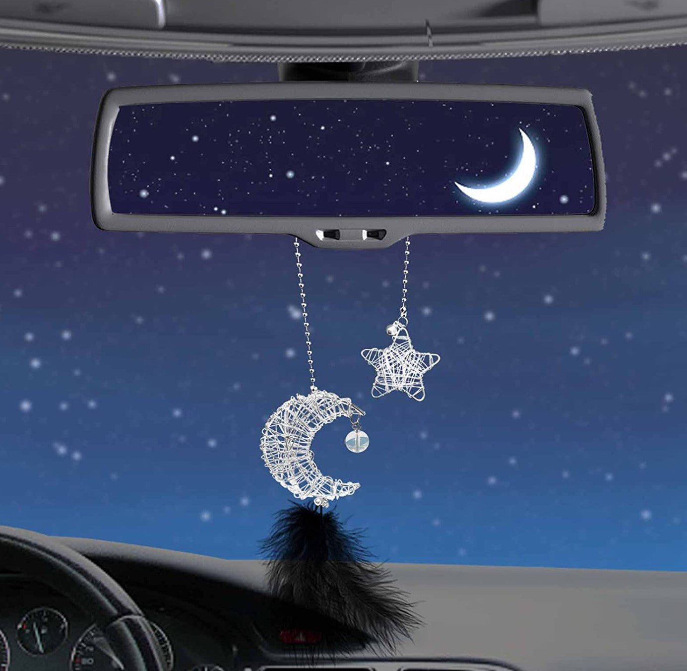 Moon&Star car Decor,Automotive Rear View Mirror Accessories,car Hanging Accessories for Man Women - Fashion Car Inc