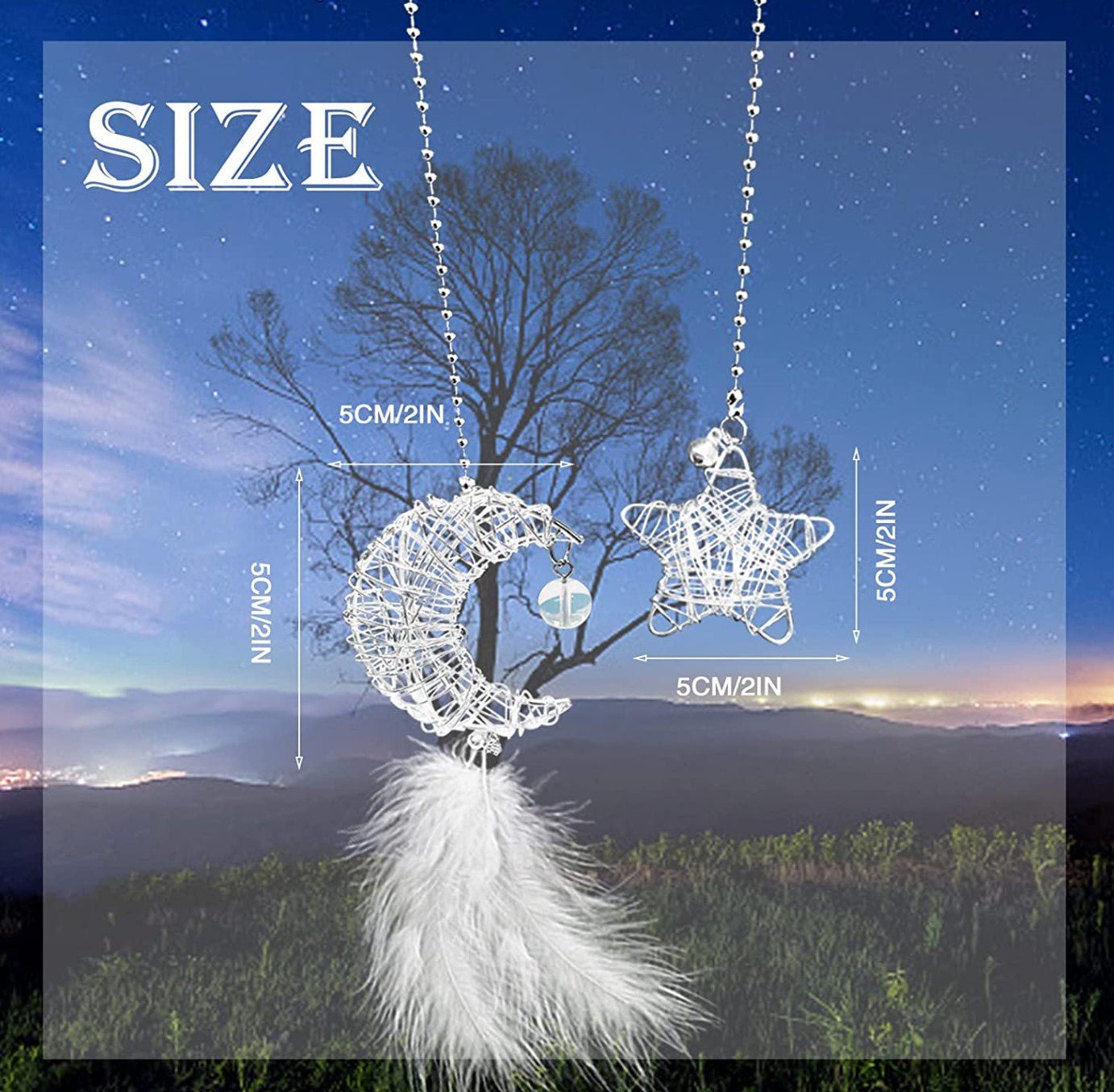 Moon&Star car Decor,Automotive Rear View Mirror Accessories,car Hanging Accessories for Man Women - Fashion Car Inc