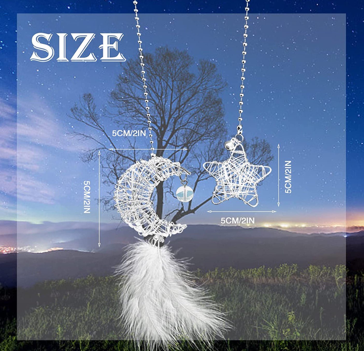 Moon&Star car Decor,Automotive Rear View Mirror Accessories,car Hanging Accessories for Man Women - Fashion Car Inc