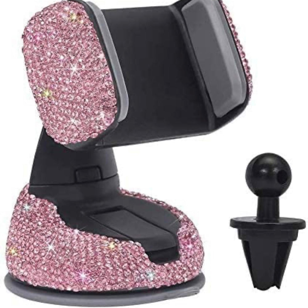 Rhinestone Car Phone Holder with an Air Vent Base Universal Dashboard Windshield Air Vent Mount - Fashion Car Inc