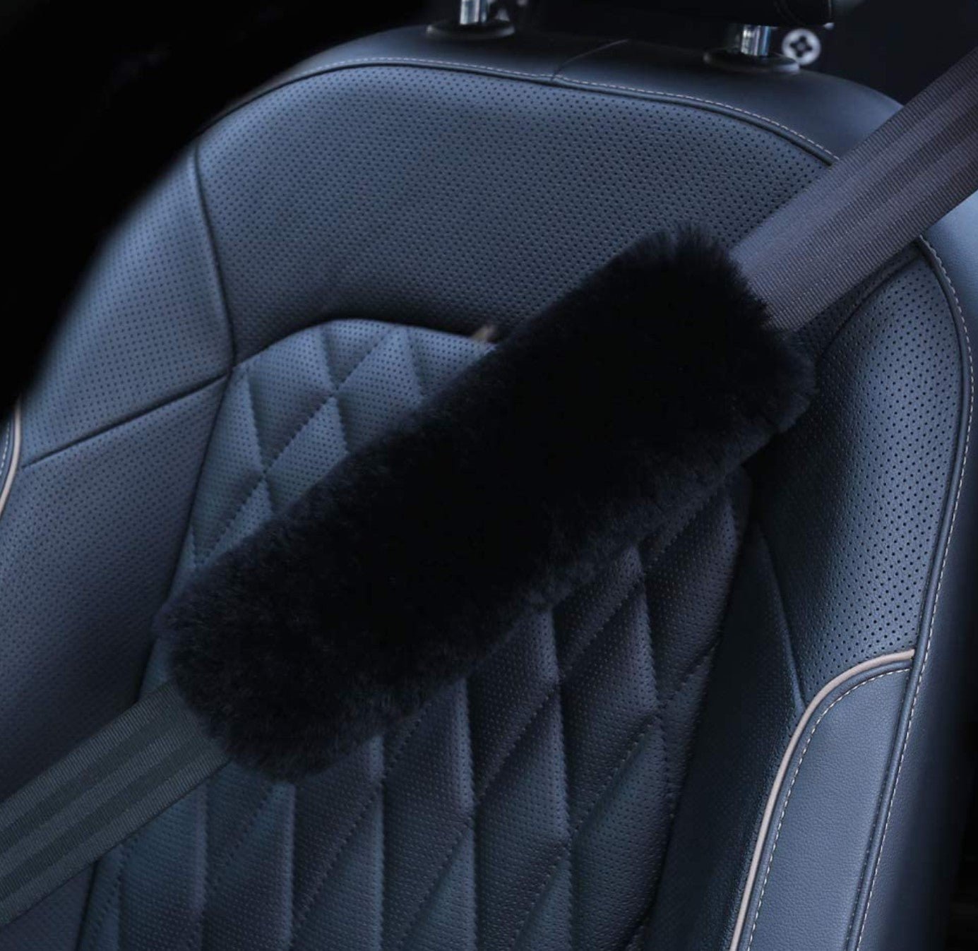 Seat Belt Strap Covers for Car, Truck, Backpack, Black Fuzzy Seat Belt Pads for Shoulder Soft Comfy - Fashion Car Inc