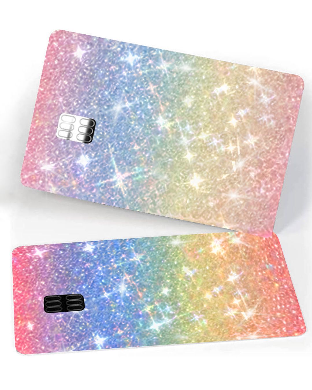 Skin Reflective Shiny Bling Removable Debit - Credit Card Skin Cover Especially Bright Back Information, Rainbow - Fashion Car Inc