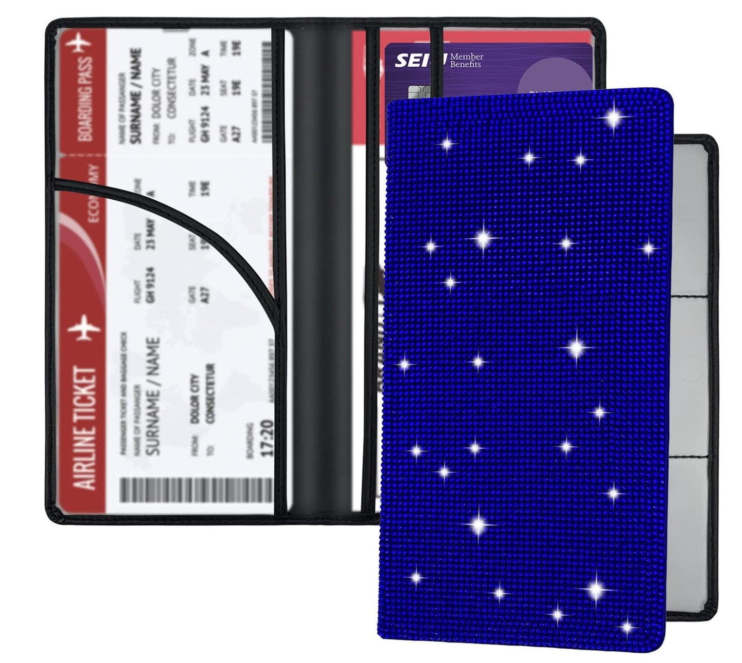 Sparkling Rhinestone Car Registration and Insurance Holder Document Organizer with Magnetic Closure, Bling Leather Vehicle Glove Box Organizer Wallet Case Holder - Fashion Car Inc