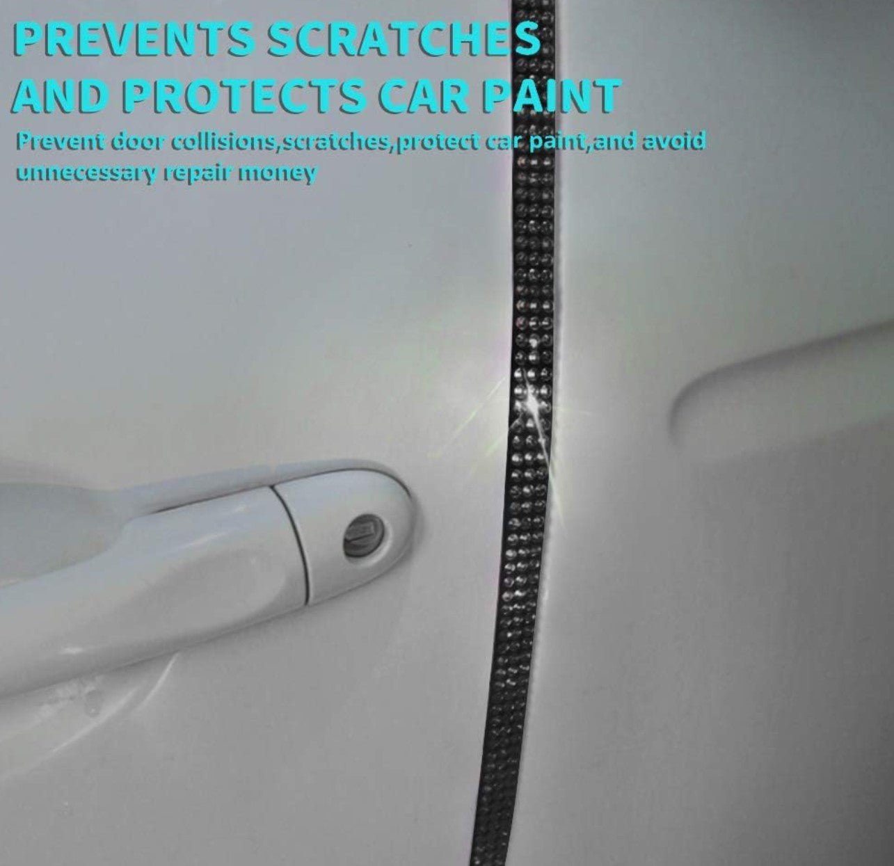 Ultra Bling Anti-Scratch Sticker Door Crash Bumper Crystal Bling Protection Tape Rubber Strip Sticker,Car Door Protector,Car Door Guard,Car Door Protection,90cm/35.4