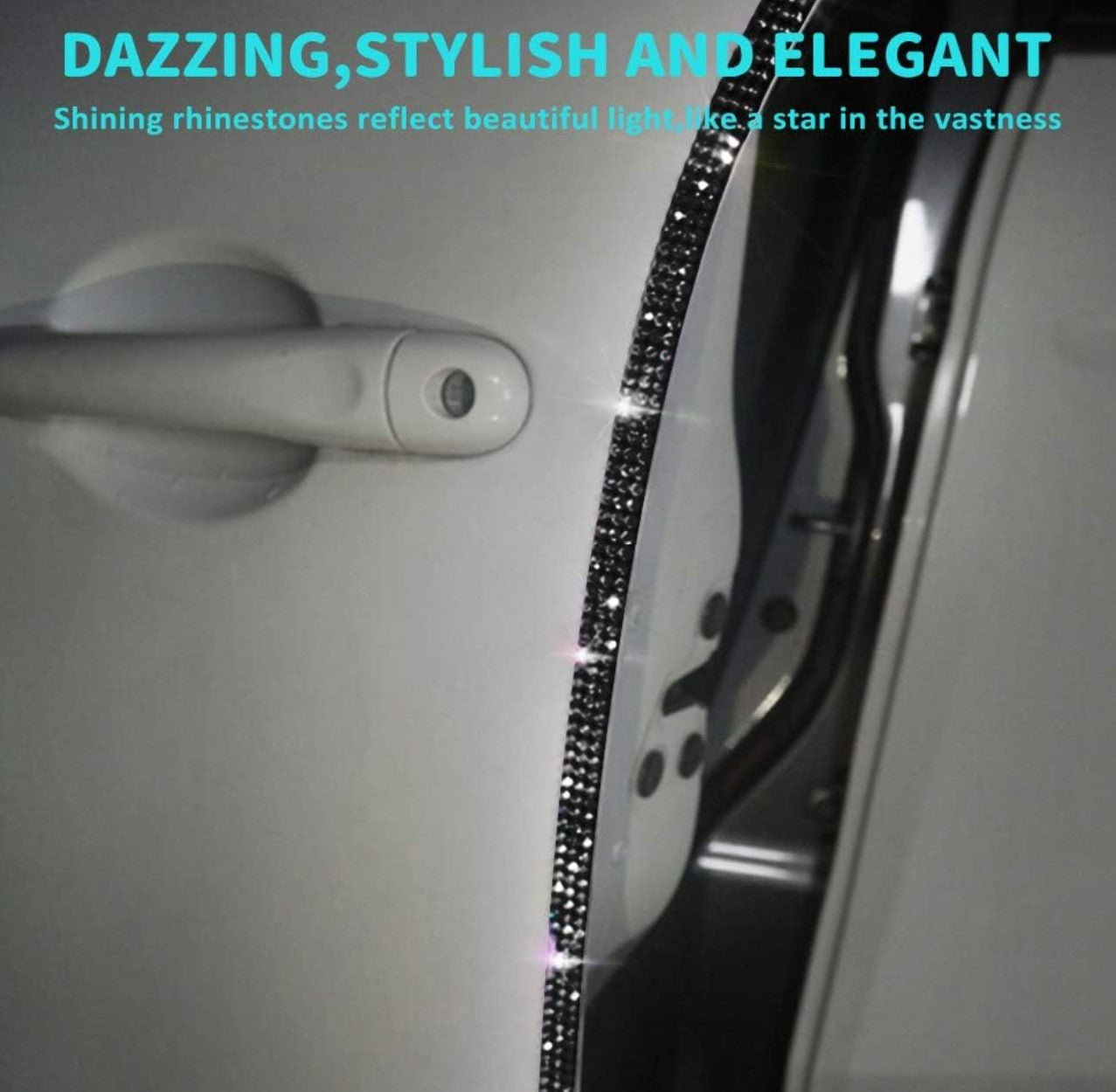 Ultra Bling Anti-Scratch Sticker Door Crash Bumper Crystal Bling Protection Tape Rubber Strip Sticker,Car Door Protector,Car Door Guard,Car Door Protection,90cm/35.4