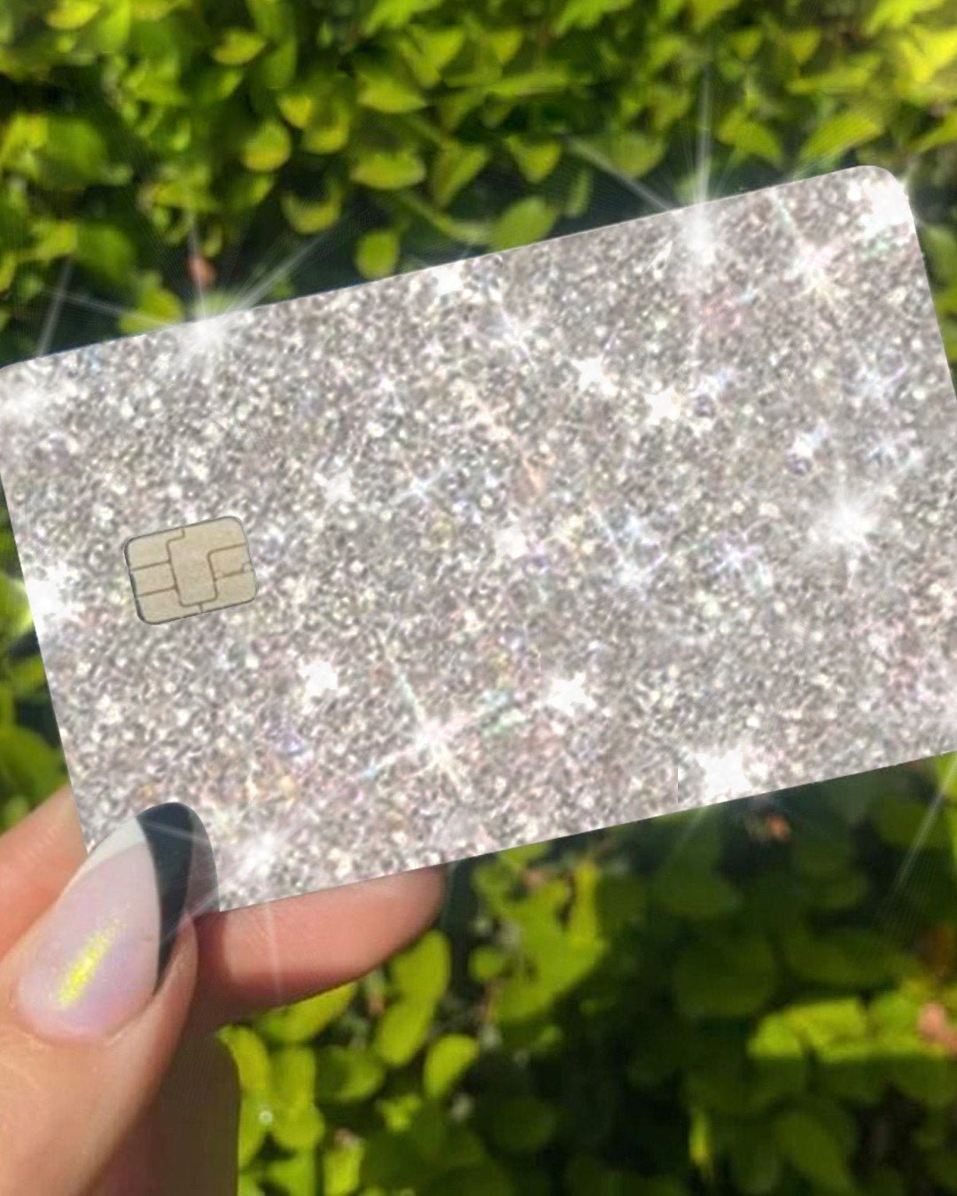 Ultra Sticker Shiny Ultra Bling Removable Debit - Back Information Bank - Credit Card Skin Cover Specially Bright Front Information, Protecting and Personalizing Bank Card - No Bubble, Slim, Waterproof Card Cover - Fashion Car Inc