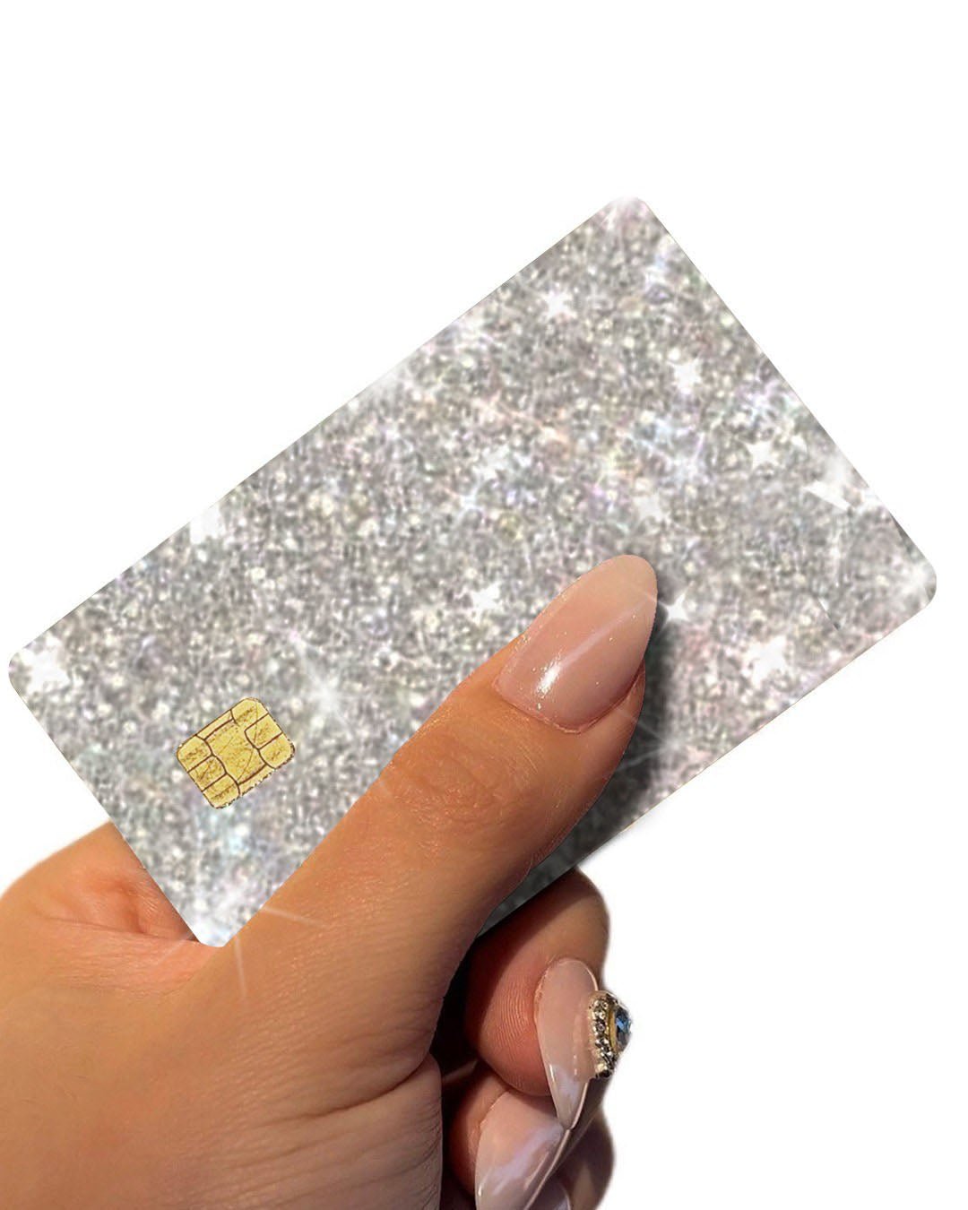 Ultra Sticker Shiny Ultra Bling Removable Debit - Back Information Bank - Credit Card Skin Cover Specially Bright Front Information, Protecting and Personalizing Bank Card - No Bubble, Slim, Waterproof Card Cover - Fashion Car Inc