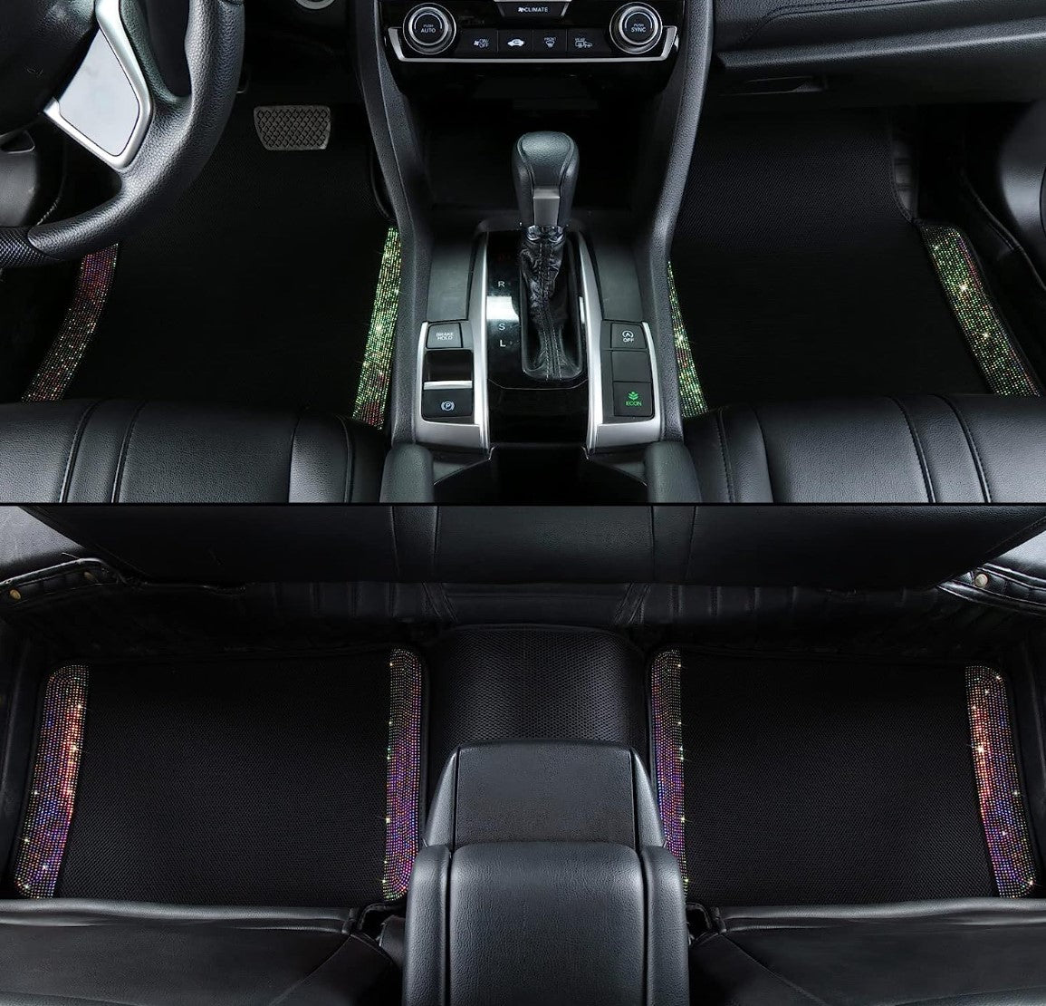 Universal Bling Anti Slip Car Floor Mat with Crystal Rhinestones, Multicolor - Fashion Car Inc