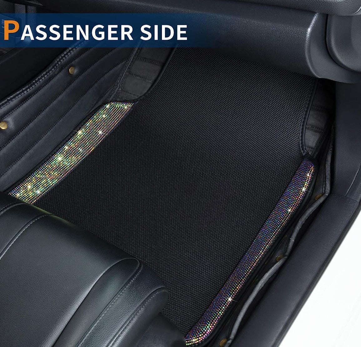 Universal Bling Anti Slip Car Floor Mat with Crystal Rhinestones, Multicolor - Fashion Car Inc