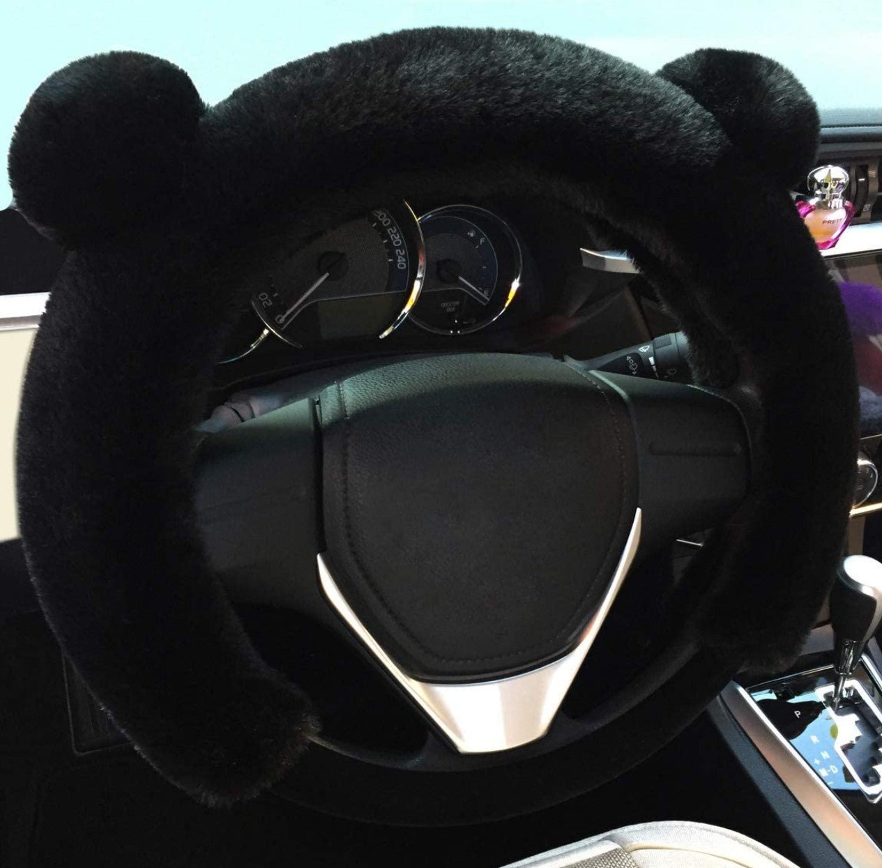 Universal Fluffy Steering Wheel Cover CXTIY Fashion Cute Cartoon Shape Winter Car Warm Covers for Women Girls (15 inch, Black) - Fashion Car Inc