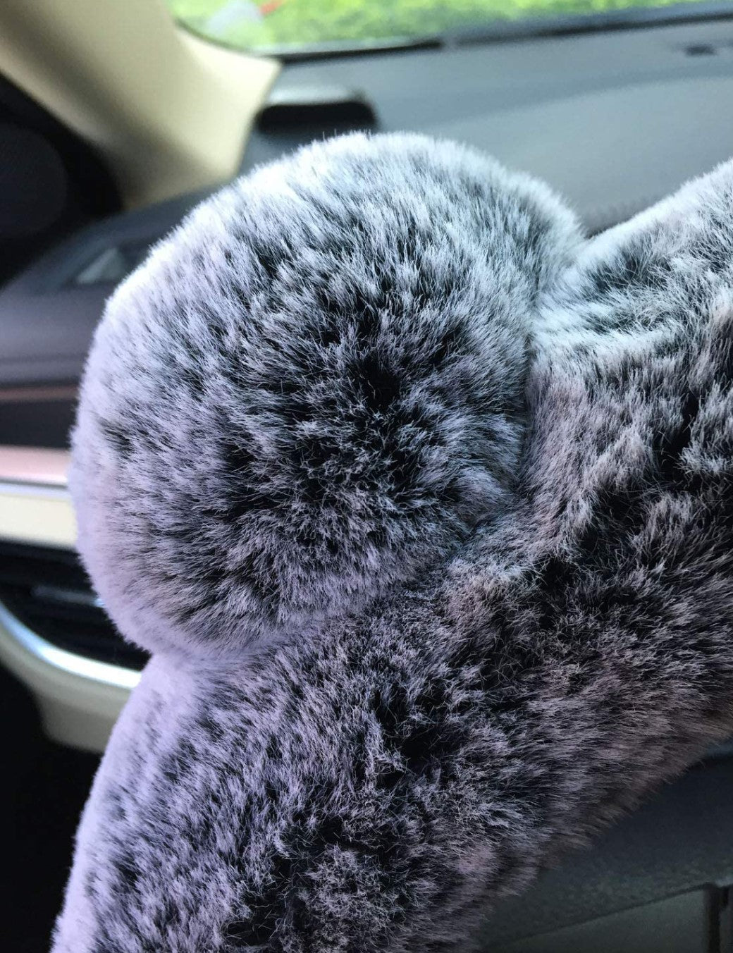 Universal Fluffy Steering Wheel Cover Fashion Cute Cartoon Shape Winter Car Warm Covers for Women Girls 15 Inch (15 inch, Gray) - Fashion Car Inc